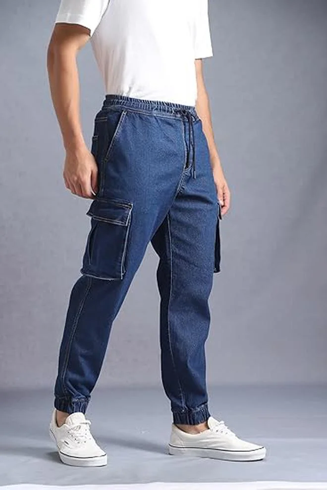 inkd الرياضيون العاديون للرجال - متوسط الارتفاع | مزيج القطن | قماش قابل للتمدد| حزام الخصر المطاطي | جينز للرجال